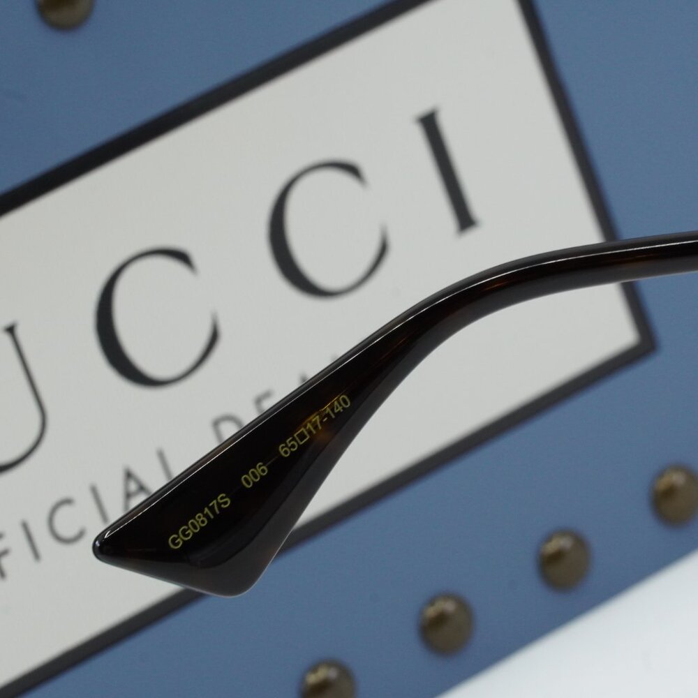 Gucci GG0817S 006 Geometric Sunglasses - Gold\Grey - Picture 5 of 10